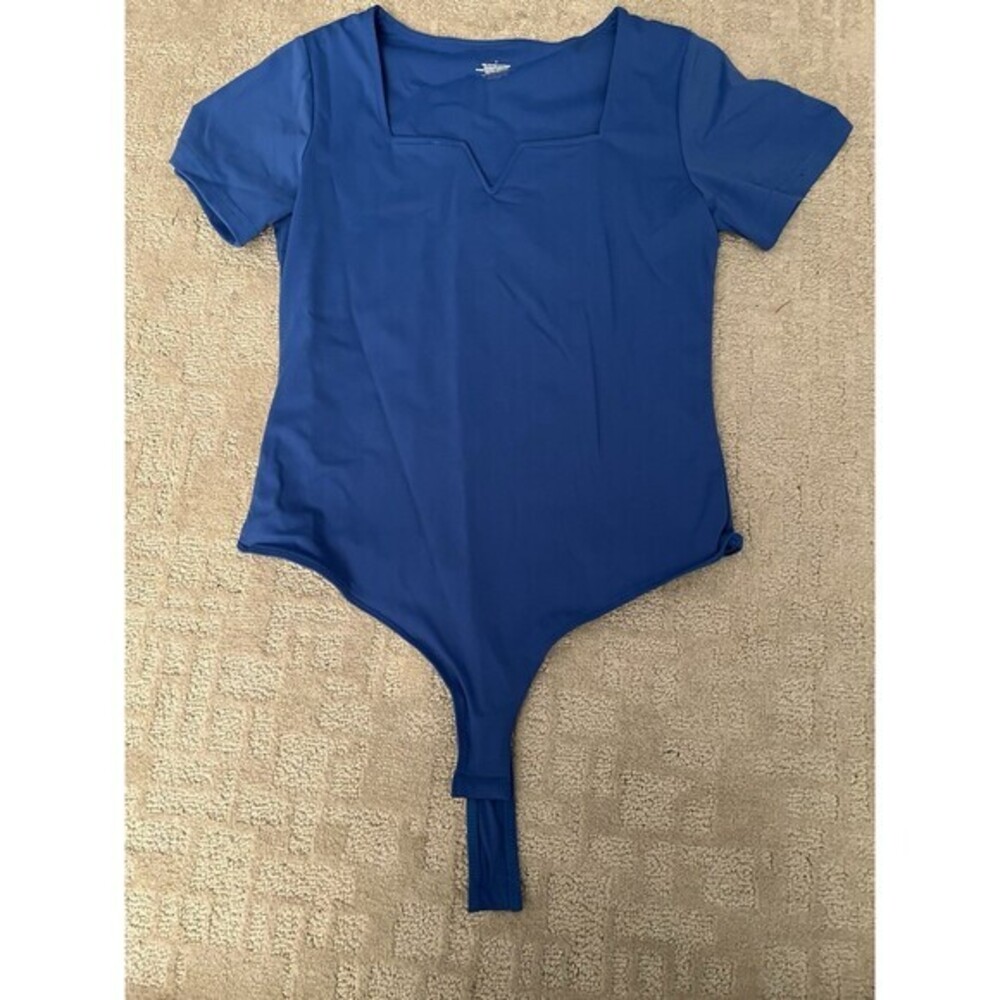 Women's Blue Bodysuit Ribbed Nylon Spandex‎